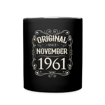 Vintage - Original since November 1961 Geburtstag - Tasse einfarbig - Schwarz - Vorne