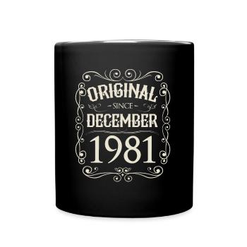 Vintage - Original since Dezember 1981 Geburtstag - Tasse einfarbig - Schwarz - Vorne