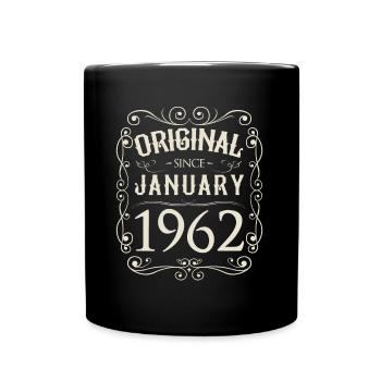 Vintage - Original depuis janvier 1962 Anniversaire - Mug uni - noir - Devant