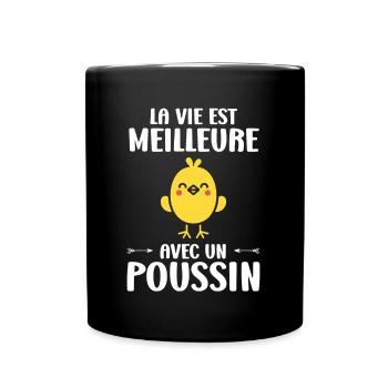 Humour petit poussin - Mug uni - noir - Devant