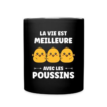 Humour petit poussin - Mug uni - noir - Devant