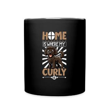 Zuhause - Curly-coated Retriever - Tasse einfarbig - Schwarz - Vorne