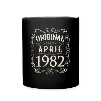 Vintage - Original since April 1982 Geburtstag - Tasse einfarbig - Schwarz - Vorne