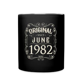 Vintage - Original since Juni 1982 Geburtstag - Tasse einfarbig - Schwarz - Vorne