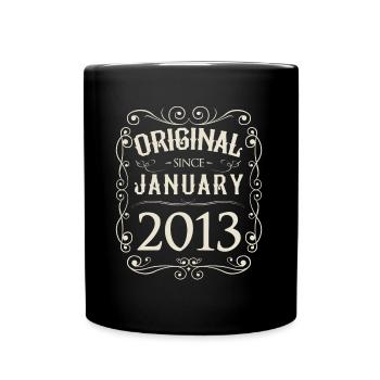 Vintage - Original since Januar 2013 Geburtstag - Tasse einfarbig - Schwarz - Vorne