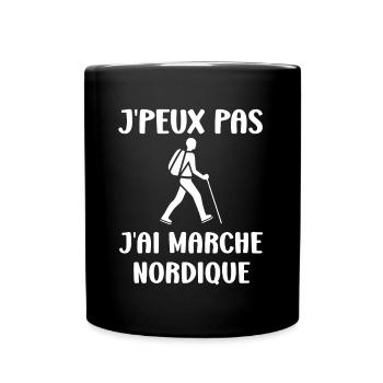 Randonné humour marche nordique - Mug uni - noir - Devant