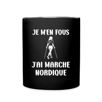 Randonné humour marche nordique - Mug uni - noir - Devant