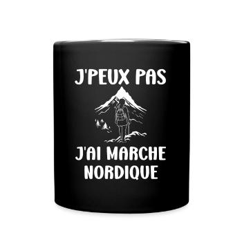 Randonné humour marche nordique - Mug uni - noir - Devant