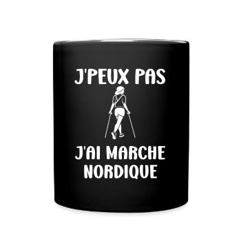 Randonné humour marche nordique - Mug uni - noir - Devant