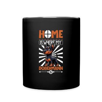 Zuhause - Dobermann - Tasse einfarbig - Schwarz - Vorne