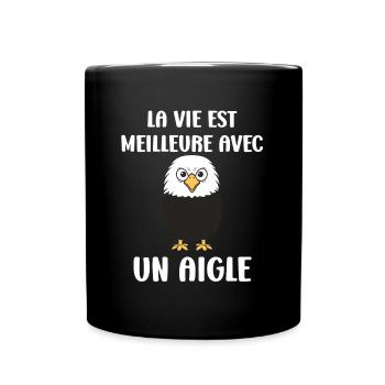 Citation humour Oiseau aigle - Mug uni - noir - Devant