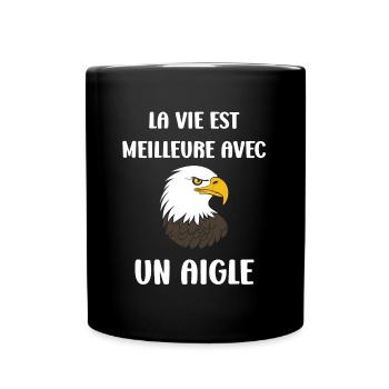 Citation humour Oiseau aigle - Mug uni - noir - Devant
