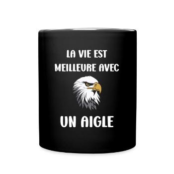 Citation humour Oiseau aigle - Mug uni - noir - Devant