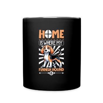 Zuhause - Finnischer Laufhund - Tasse einfarbig - Schwarz - Vorne
