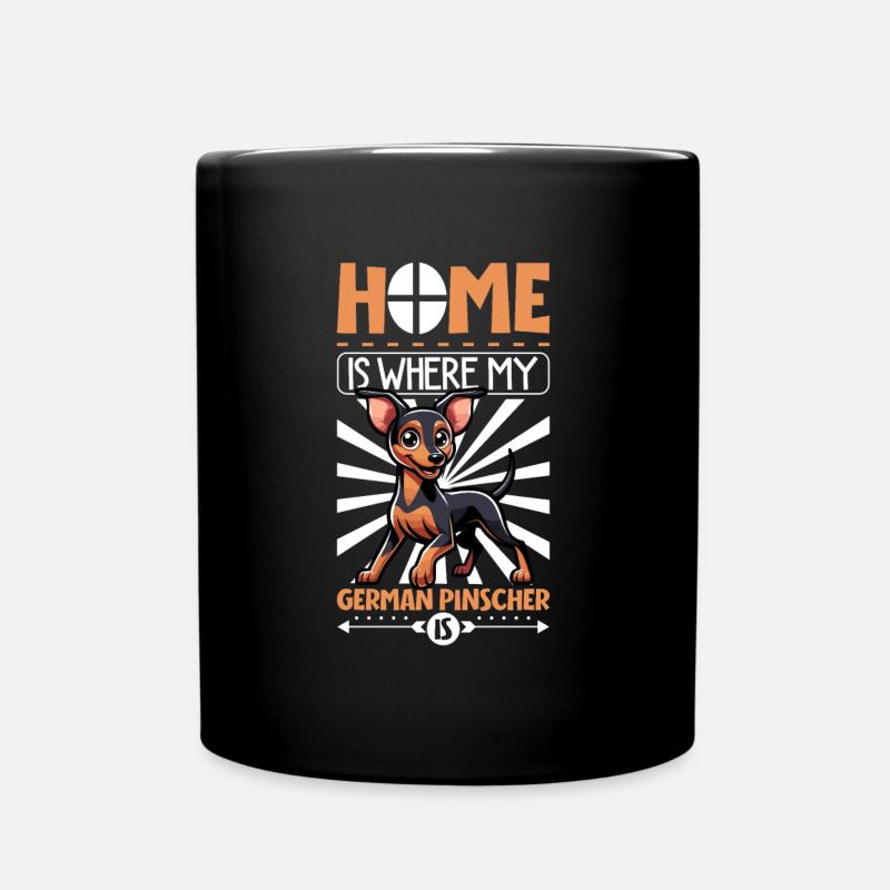Zuhause - Deutscher Pinscher - Tasse einfarbig - Schwarz