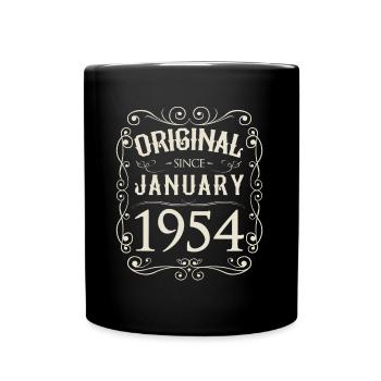 Vintage - Original since Januar 1954 Geburtstag - Tasse einfarbig - Schwarz - Vorne
