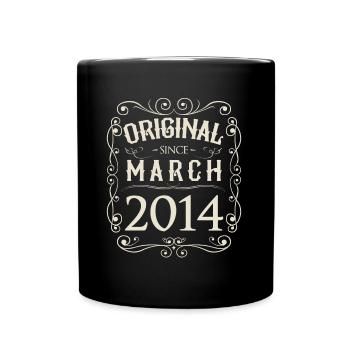 Vintage - Original since März 2014 Geburtstag - Tasse einfarbig - Schwarz - Vorne