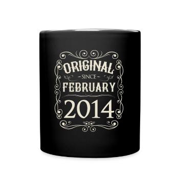 Vintage - Original since Februar 2014 Geburtstag - Tasse einfarbig - Schwarz - Vorne