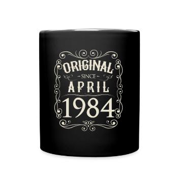 Vintage - Original since April 1984 Geburtstag - Tasse einfarbig - Schwarz - Vorne