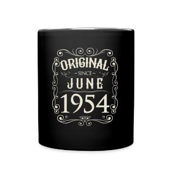 Vintage - Original since Juni 1954 Geburtstag - Tasse einfarbig - Schwarz - Vorne