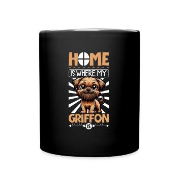 Zuhause - Griffon Bruxellois - Tasse einfarbig - Schwarz - Vorne