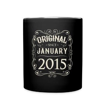 Vintage - Original since Januar 2015 Geburtstag - Tasse einfarbig - Schwarz - Vorne