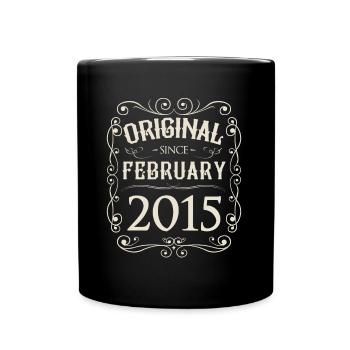 Vintage - Original since Februar 2015 Geburtstag - Tasse einfarbig - Schwarz - Vorne
