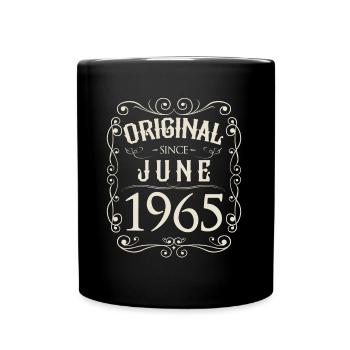 Vintage - Original since Juni 1965 Geburtstag - Tasse einfarbig - Schwarz - Vorne