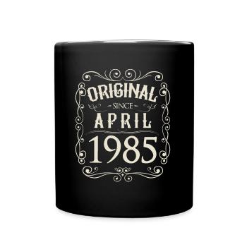 Vintage - Original since April 1985 Geburtstag - Tasse einfarbig - Schwarz - Vorne