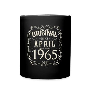 Vintage - Original since April 1965 Geburtstag - Tasse einfarbig - Schwarz - Vorne