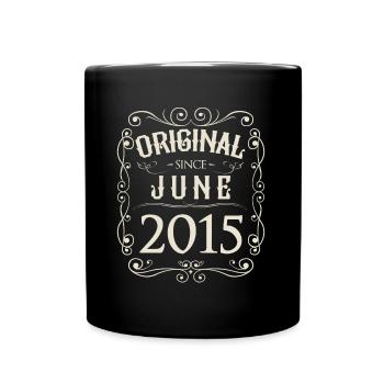 Vintage - Original since Juni 2015 Geburtstag - Tasse einfarbig - Schwarz - Vorne