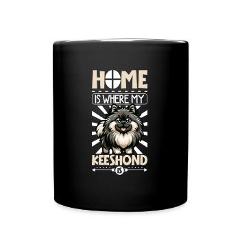 Zuhause - Wolfsspitz - Tasse einfarbig - Schwarz - Vorne