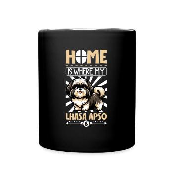 Zuhause - Lhasa Apso - Tasse einfarbig - Schwarz - Vorne