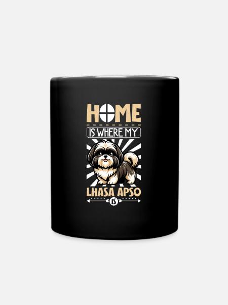 Zuhause - Lhasa Apso - Tasse einfarbig - Schwarz