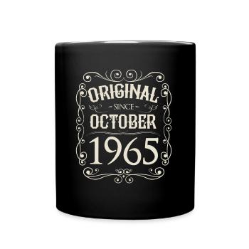 Vintage - Original since Oktober 1965 Geburtstag - Tasse einfarbig - Schwarz - Vorne