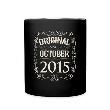 Vintage - Original since Oktober 2015 Geburtstag - Tasse einfarbig - Schwarz - Vorne