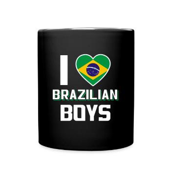 J’aime les garçons brésiliens Nationalité brésilienne - Mug uni - noir - Devant