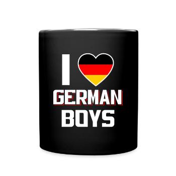 J’aime les garçons allemands Nationalité Allemagne - Mug uni - noir - Devant