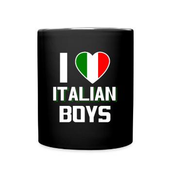 J’aime les garçons italiens Nationalité Italie - Mug uni - noir - Devant