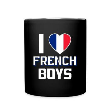J’aime les garçons français Nationalité France - Mug uni - noir - Devant