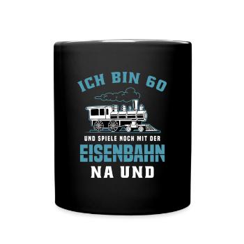 Dampfzug Zugführer Lokomotive 60 Geburtstag - Tasse einfarbig - Schwarz - Vorne