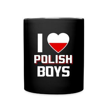 I Love Polish Boys Nationality Poland - Full Colour Mug - black - Front