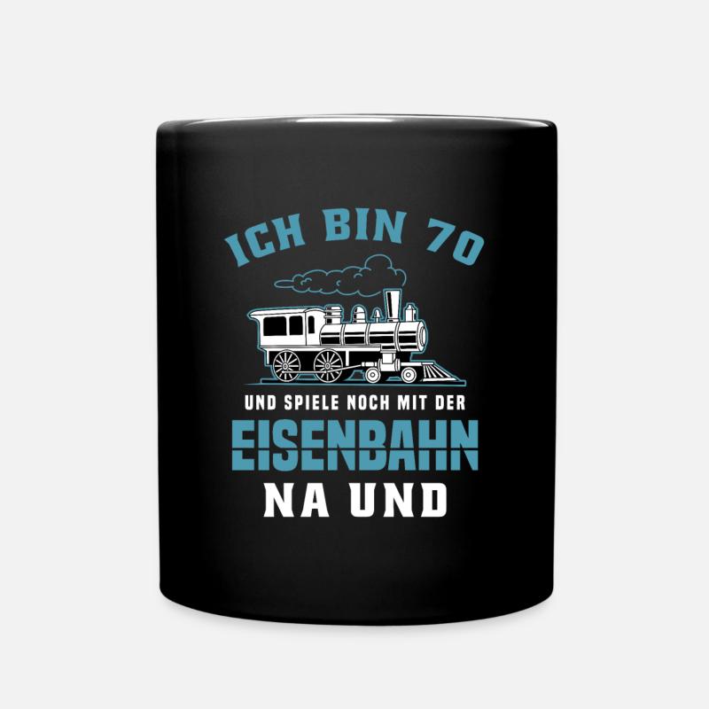 Dampfzug Zugführer Lokomotive 70 Geburtstag - Tasse einfarbig - Schwarz