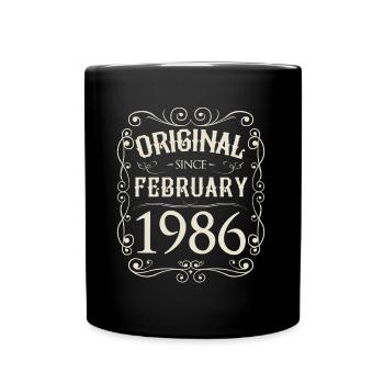 Vintage - Original since Februar 1986 Geburtstag - Tasse einfarbig - Schwarz - Vorne