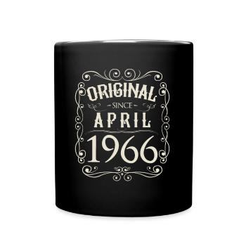 Vintage - Original since April 1966 Geburtstag - Tasse einfarbig - Schwarz - Vorne