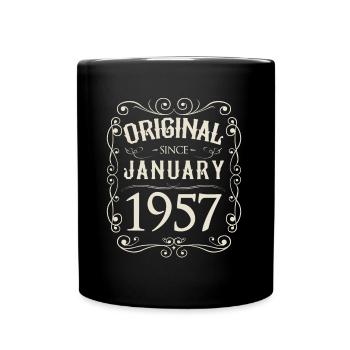 Vintage - Original since Januar 1957 Geburtstag - Tasse einfarbig - Schwarz - Vorne