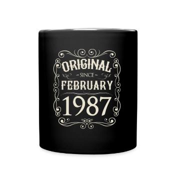 Vintage - Original since Februar 1987 Geburtstag - Tasse einfarbig - Schwarz - Vorne