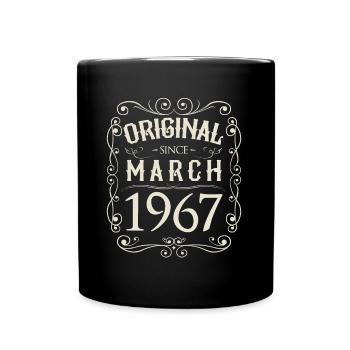 Vintage - Original since März 1967 Geburtstag - Tasse einfarbig - Schwarz - Vorne