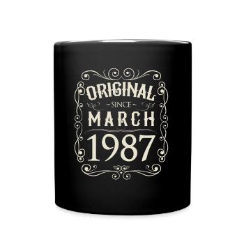Vintage - Original since März 1987 Geburtstag - Tasse einfarbig - Schwarz - Vorne