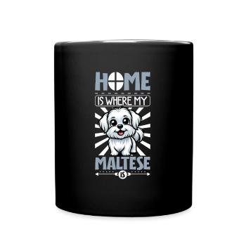 Zuhause - Malteser - Tasse einfarbig - Schwarz - Vorne